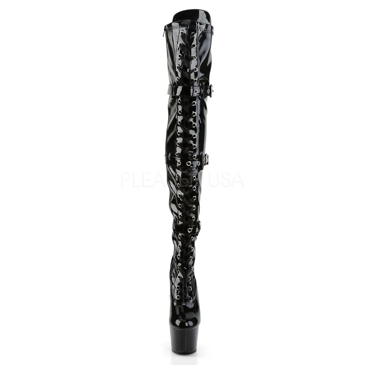 7 Inch Heel ADORE-3028 Black Stretch Patent