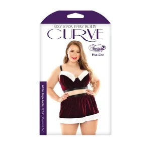All the Jingle Ladies Costume Set; Long Line Bra. Garter Skirt. and Pant