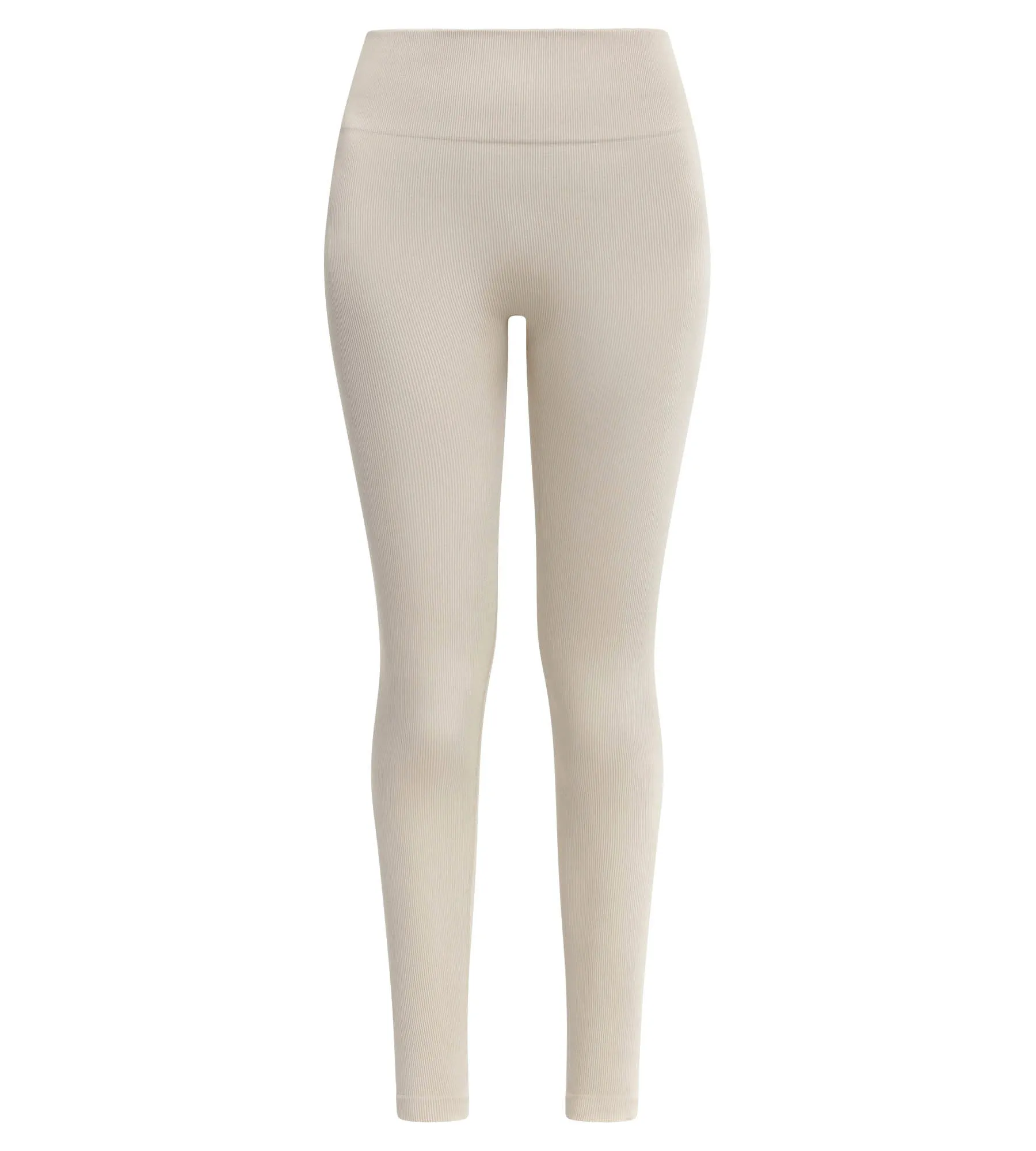 Beige women's ribbed knit leggings Dim Comfywear