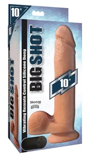 Big Shot 10 Vibrating Wireless Rechargeable Silicone Dildo w/Balls