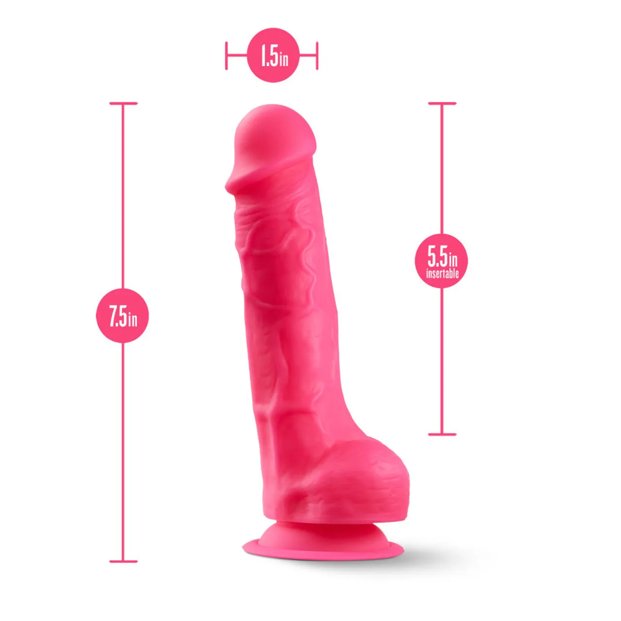 Blush Neo Elite 7.5 Silicone Dual Density Cock Balls Dildo Neon Dong Sex Toy