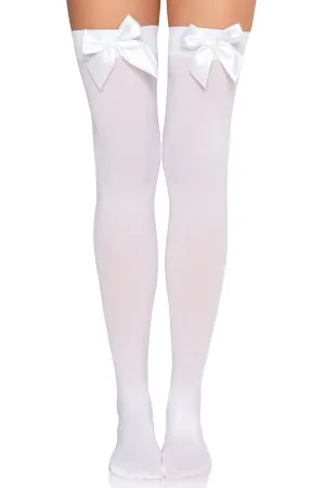 Bow Top Opaque Thigh Highs