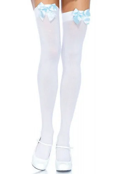 Bow Top Opaque Thigh Highs
