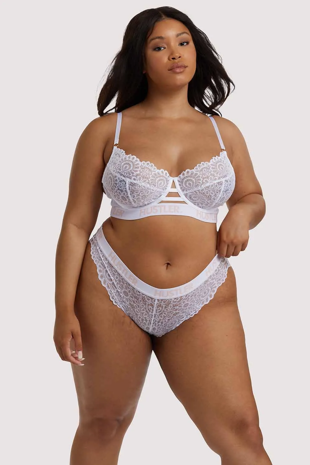 Branded Lace White Brief