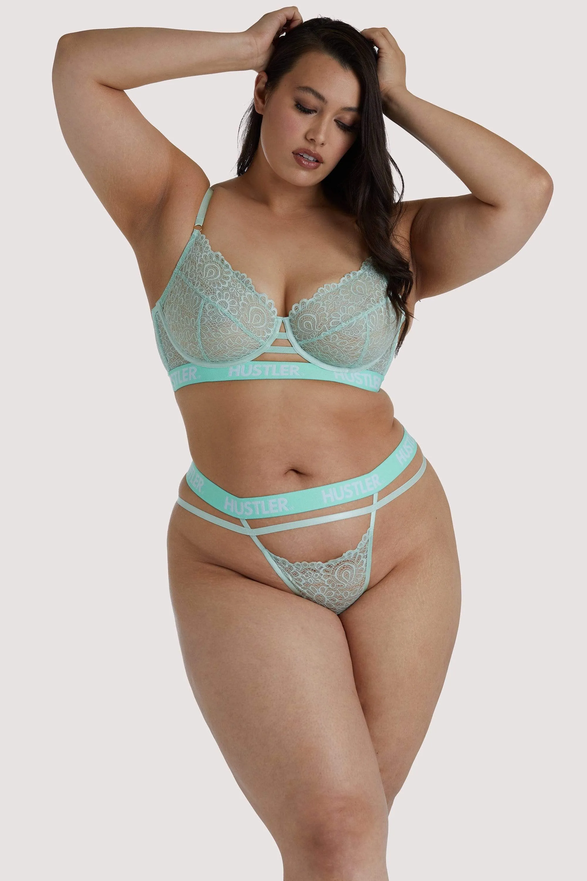 Branded Mint Lace Thong