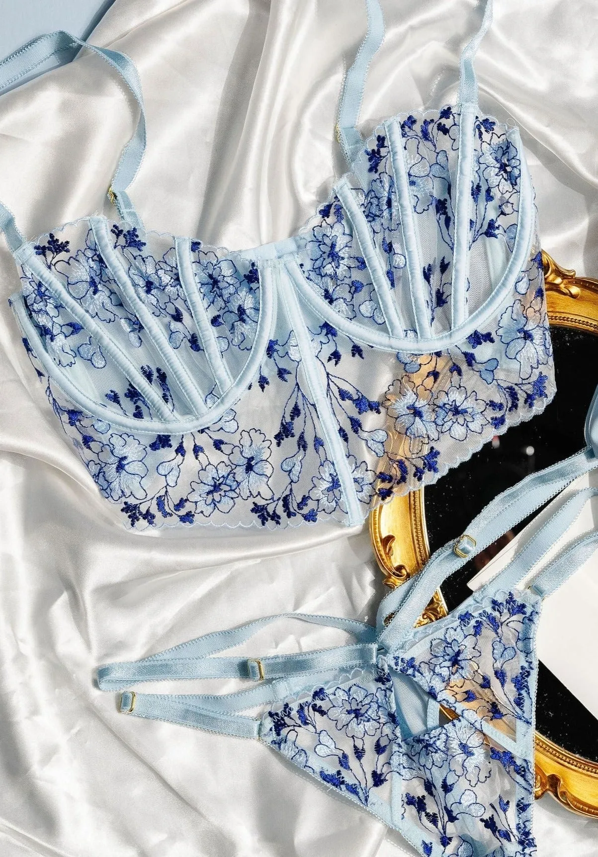 Bridal Bundle: Embroidered Underwire Bustier Set