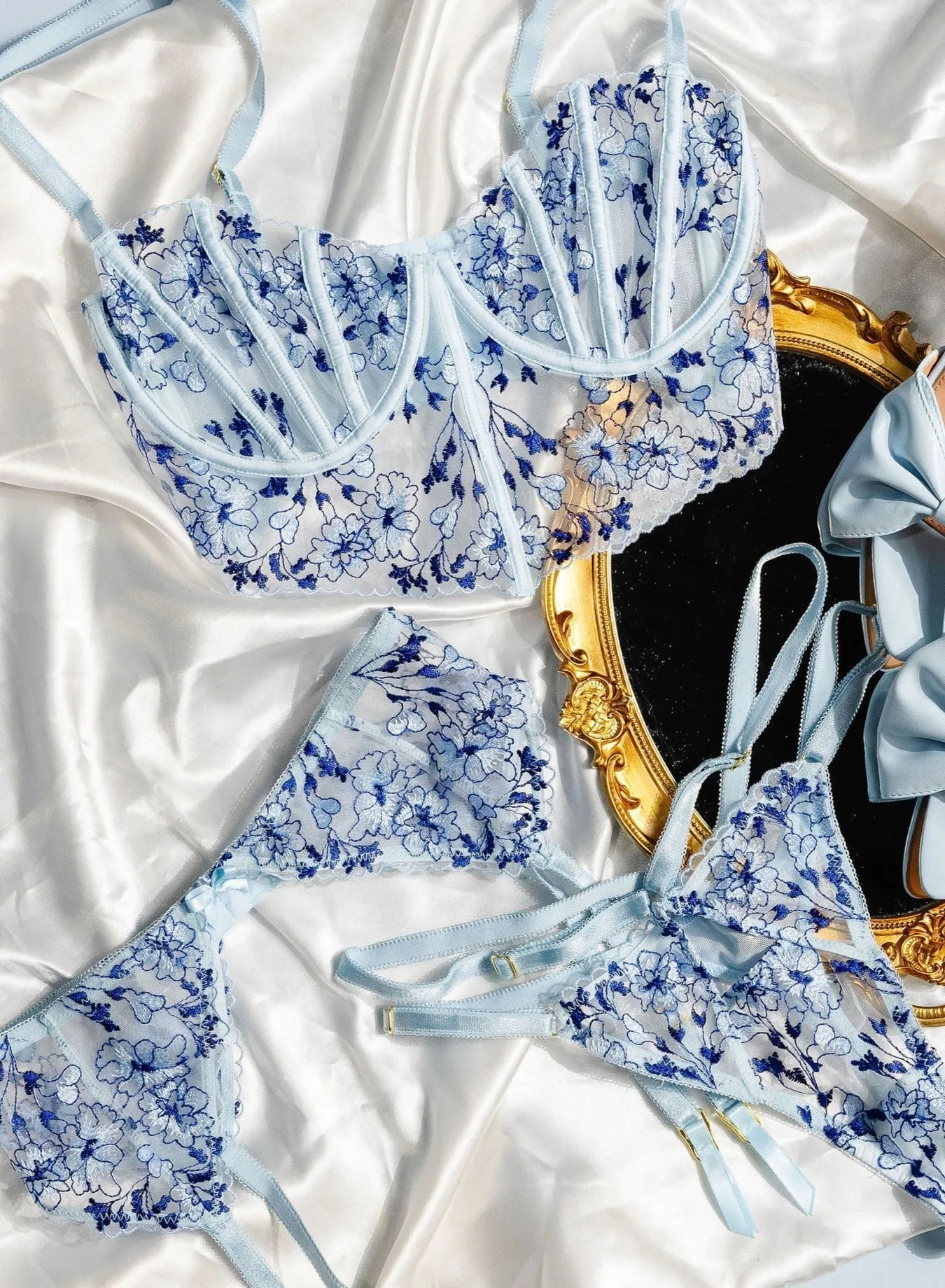 Bridal Bundle: Embroidered Underwire Bustier Set