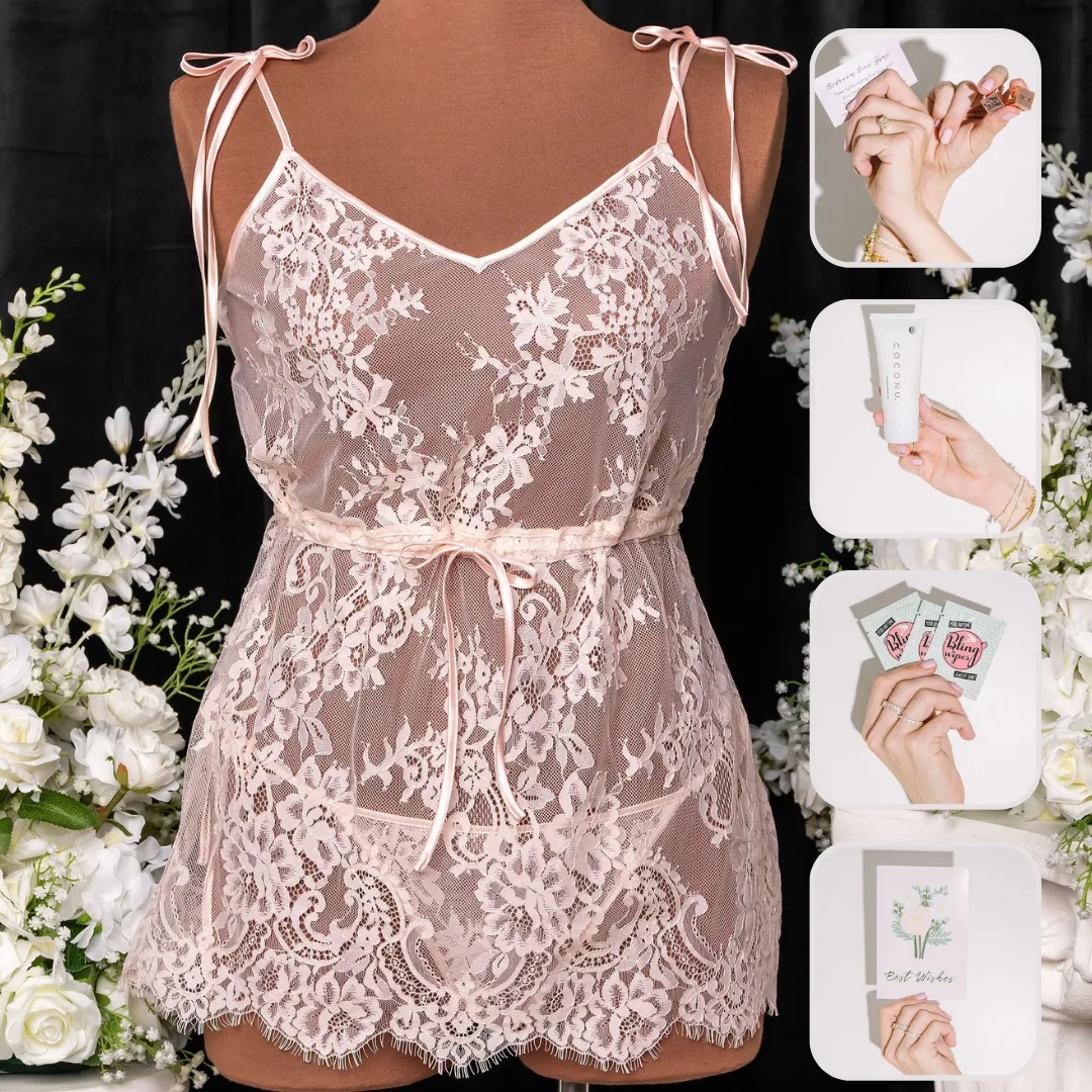 Bridal Bundle: Eyelash Lace Babydoll - Champagne
