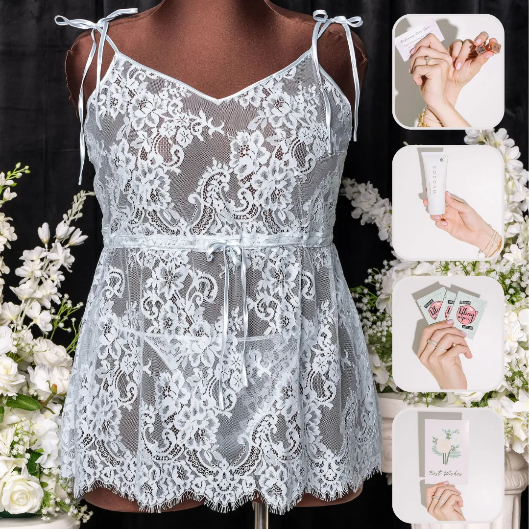 Bridal Bundle: Eyelash Lace Babydoll - Something Blue