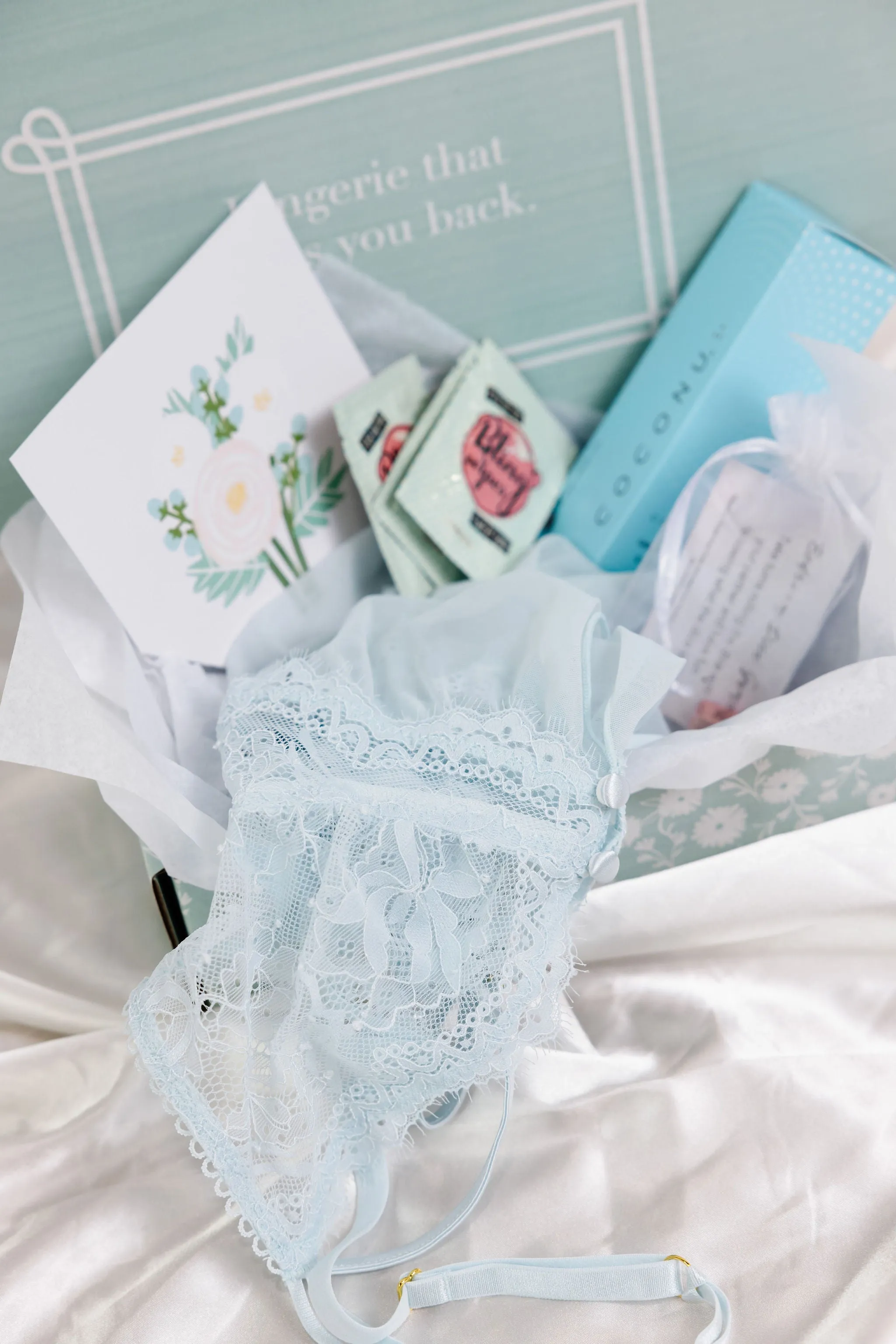 Bridal Bundle: Lace & Mesh Button Bralette Set - Something Blue