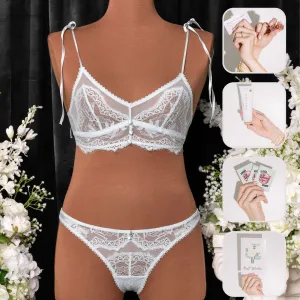 Bridal Bundle: Lace & Mesh Button Bralette Set - Something Blue