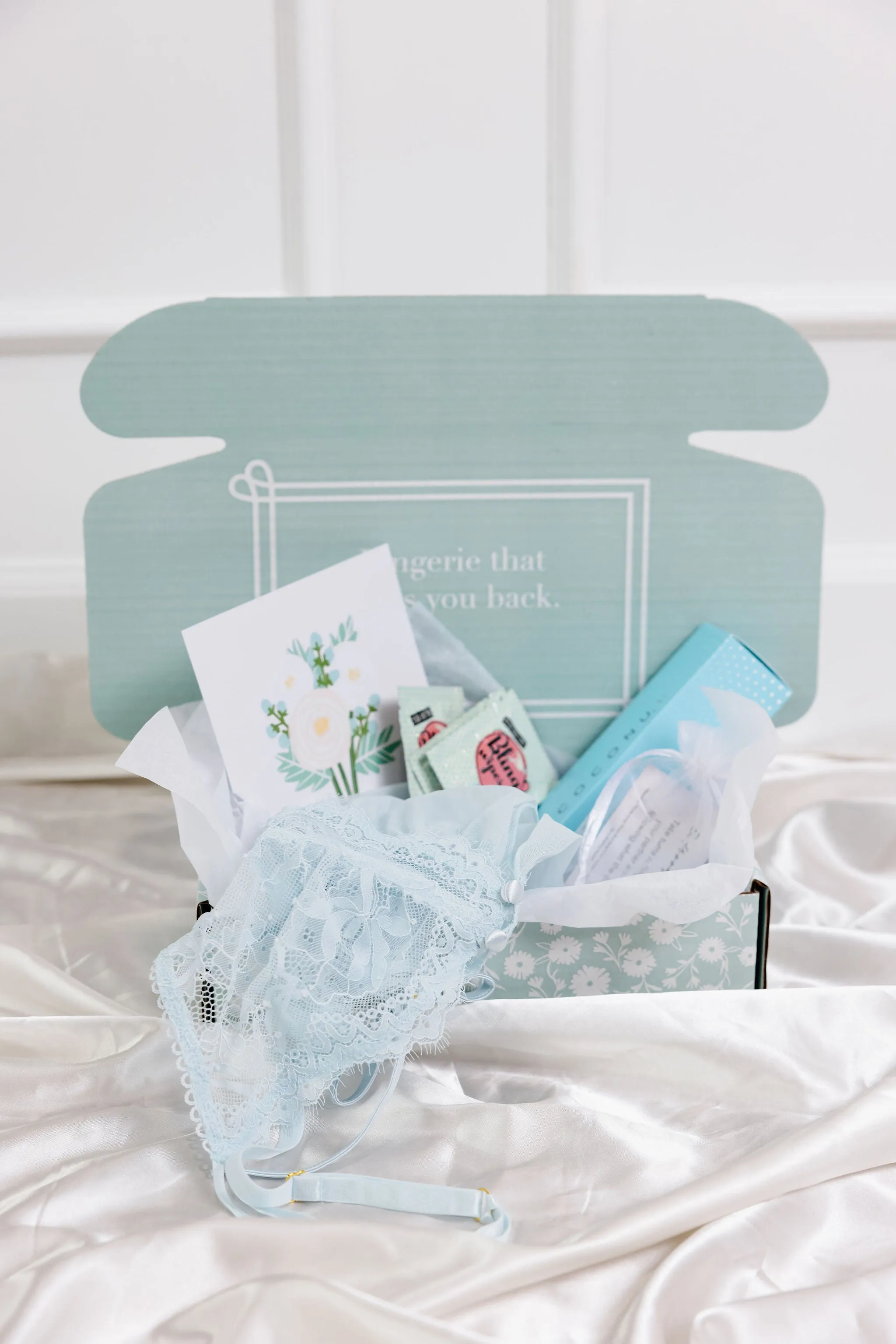 Bridal Bundle: Lace & Mesh Button Bralette Set - Something Blue
