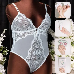 Bridal Bundle: Lace & Mesh Button Teddy - Something Blue