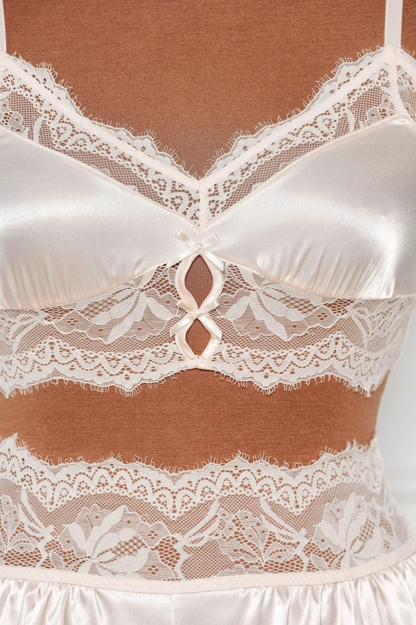 Bridal Bundle: Lacy Satin Keyhole Bralette Set - Champagne