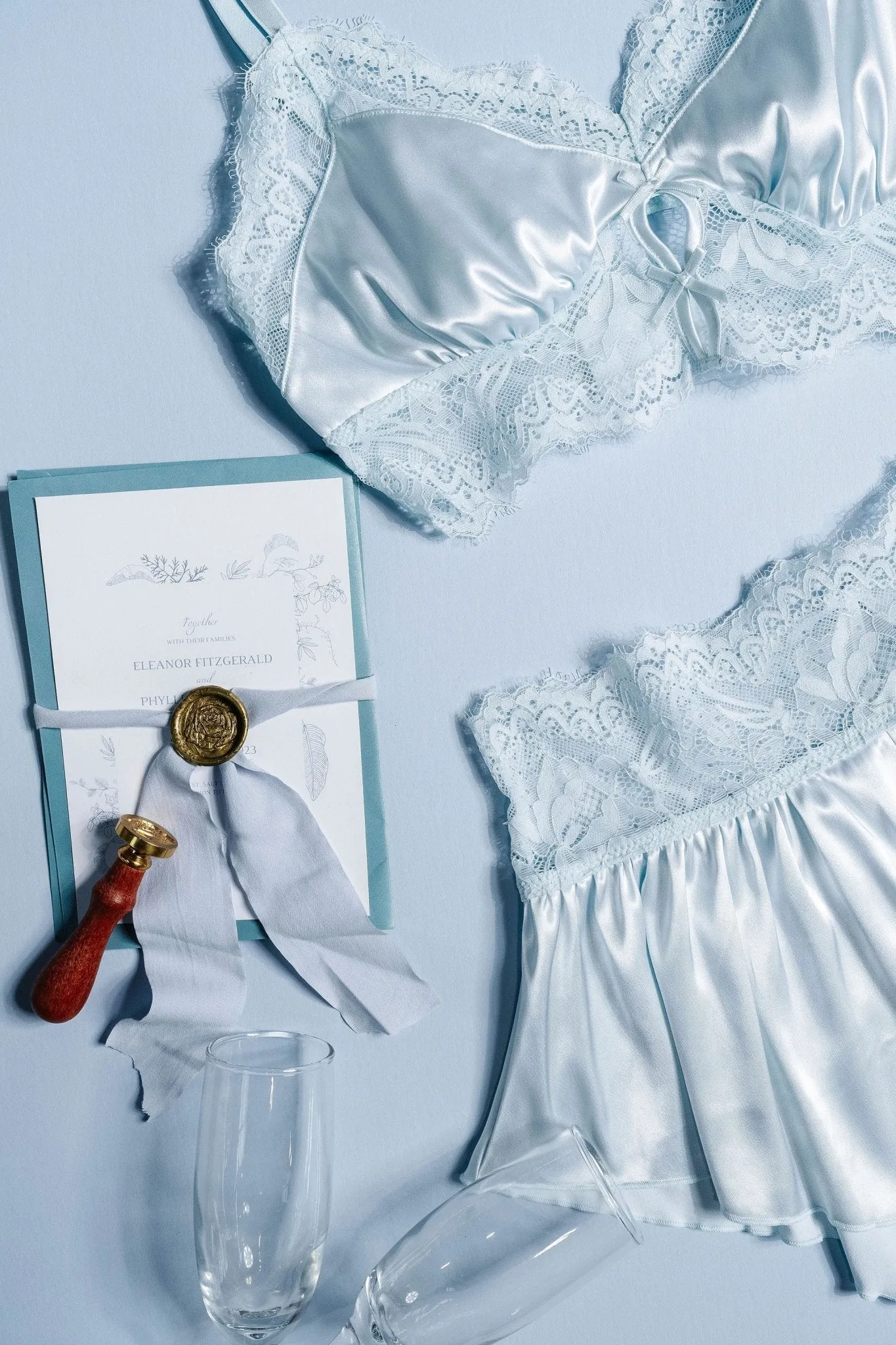 Bridal Bundle: Lacy Satin Keyhole Set - Something Blue