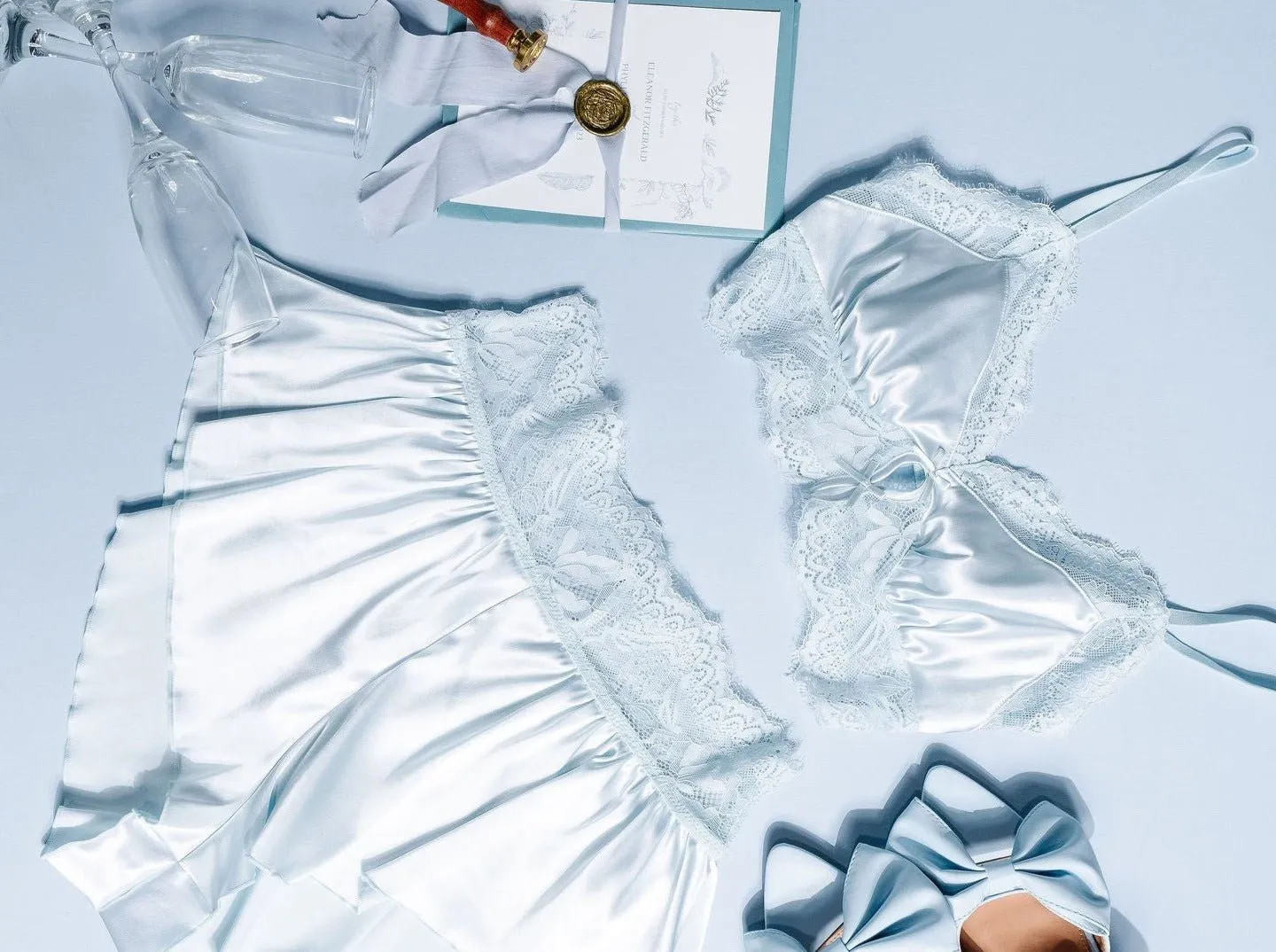 Bridal Bundle: Lacy Satin Keyhole Set - Something Blue