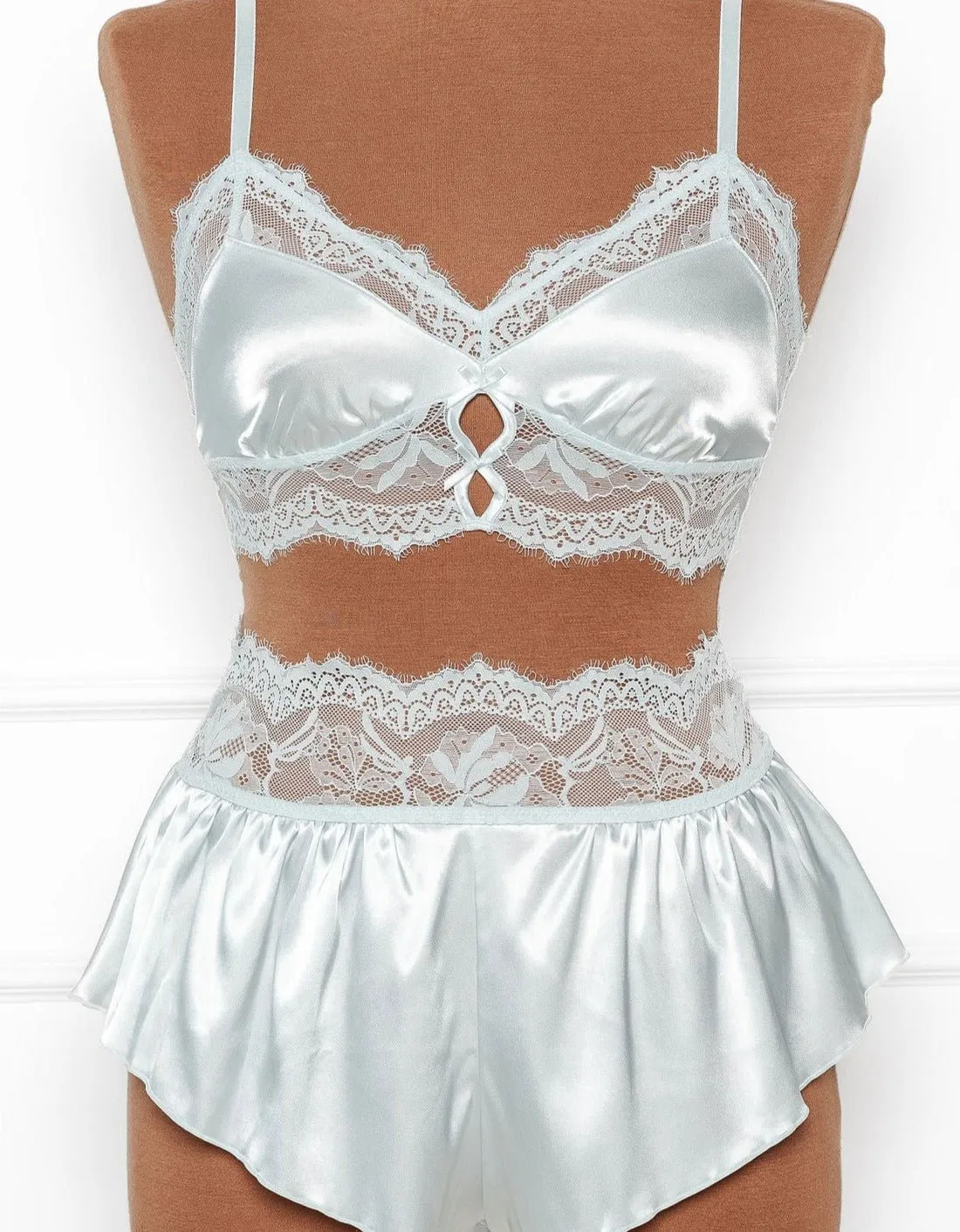 Bridal Bundle: Lacy Satin Keyhole Set - Something Blue