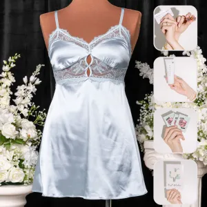 Bridal Bundle: Satin & Eyelash Lace Slip - Something Blue