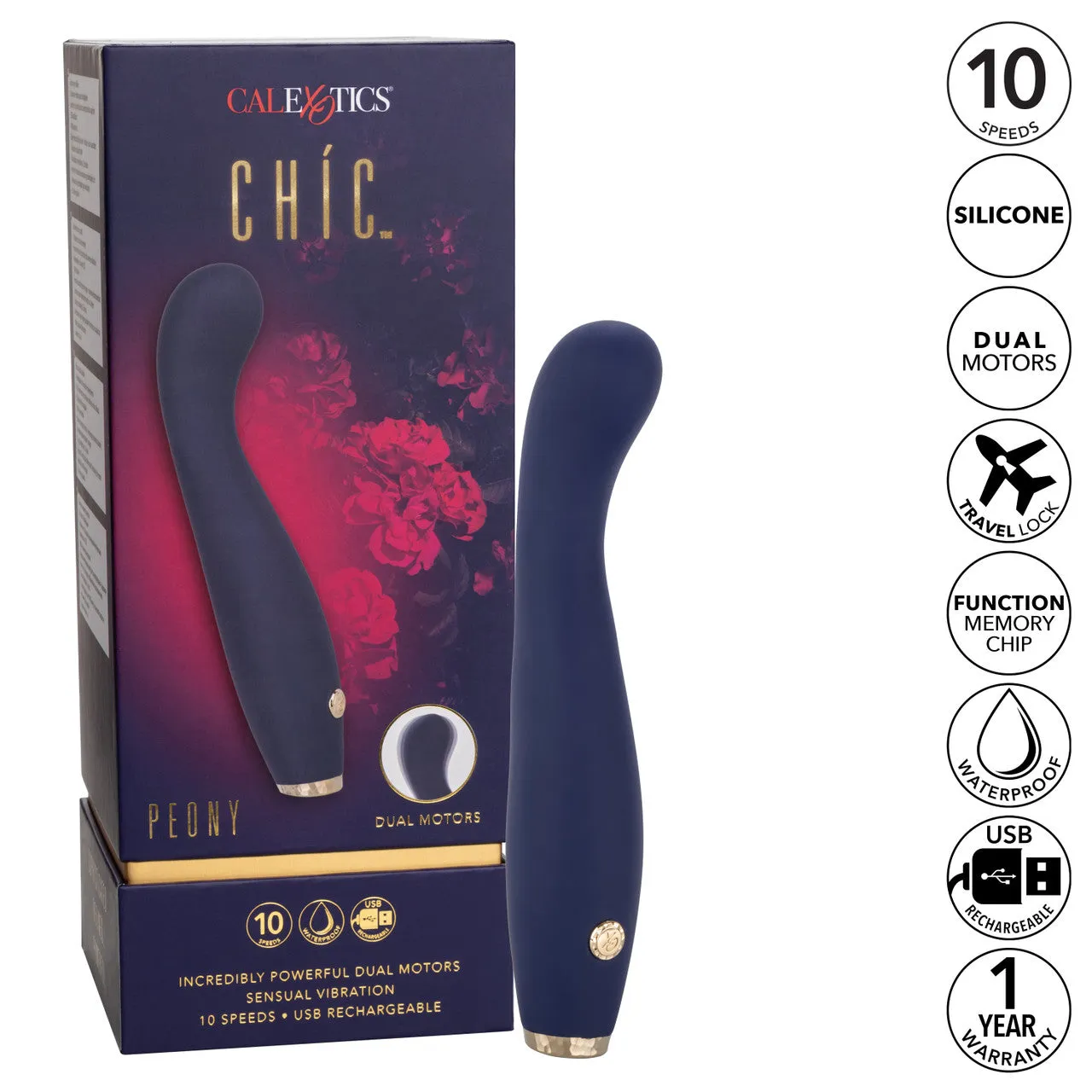 Calexotics Chic Peony Curved G-Spot Powerful Vibrator Silicone USB Purple