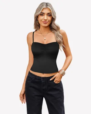 Camisoles Crop Top Ruched Cute Outfits