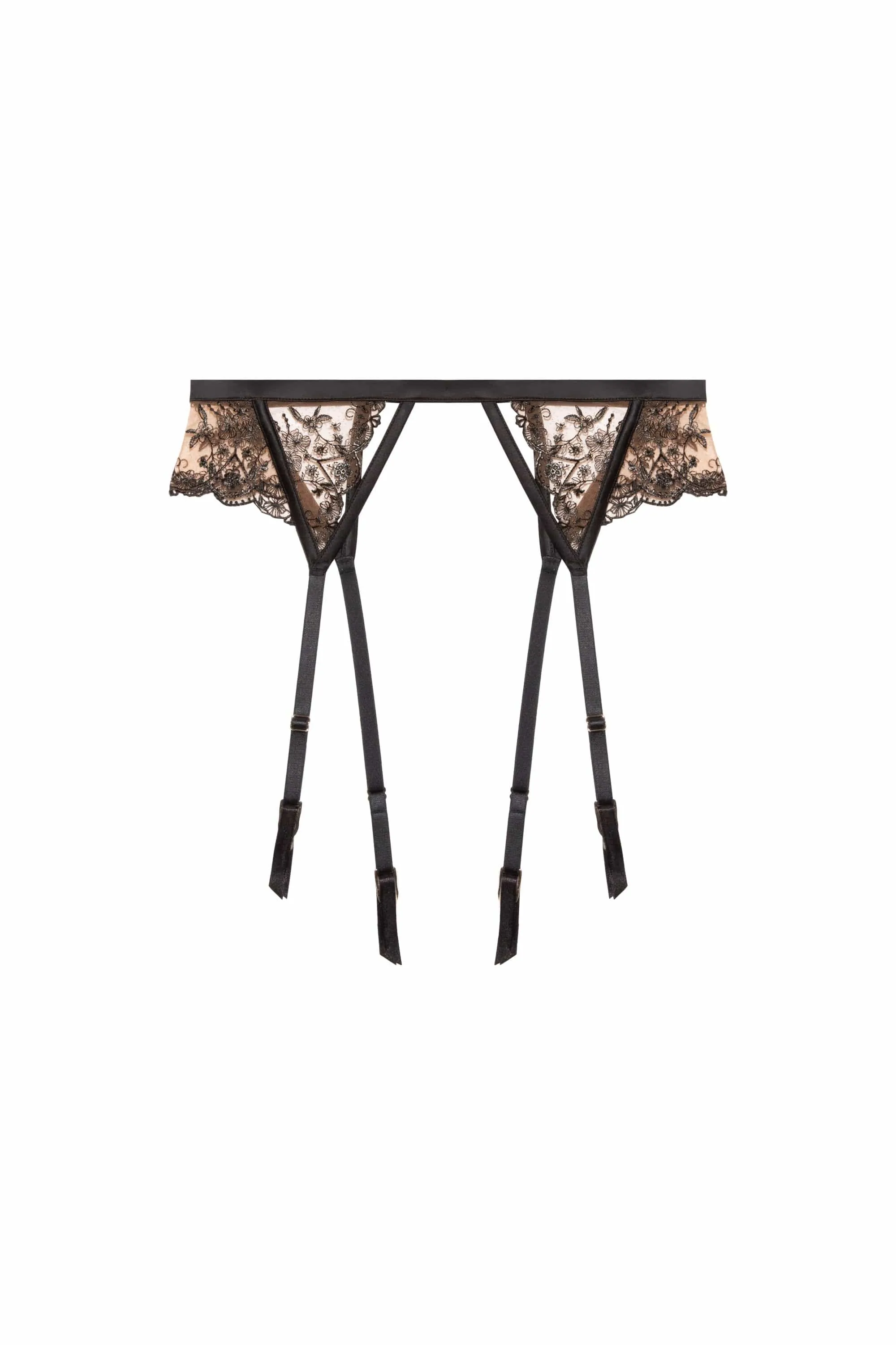 Cassia Black Custom Embroidery Suspender