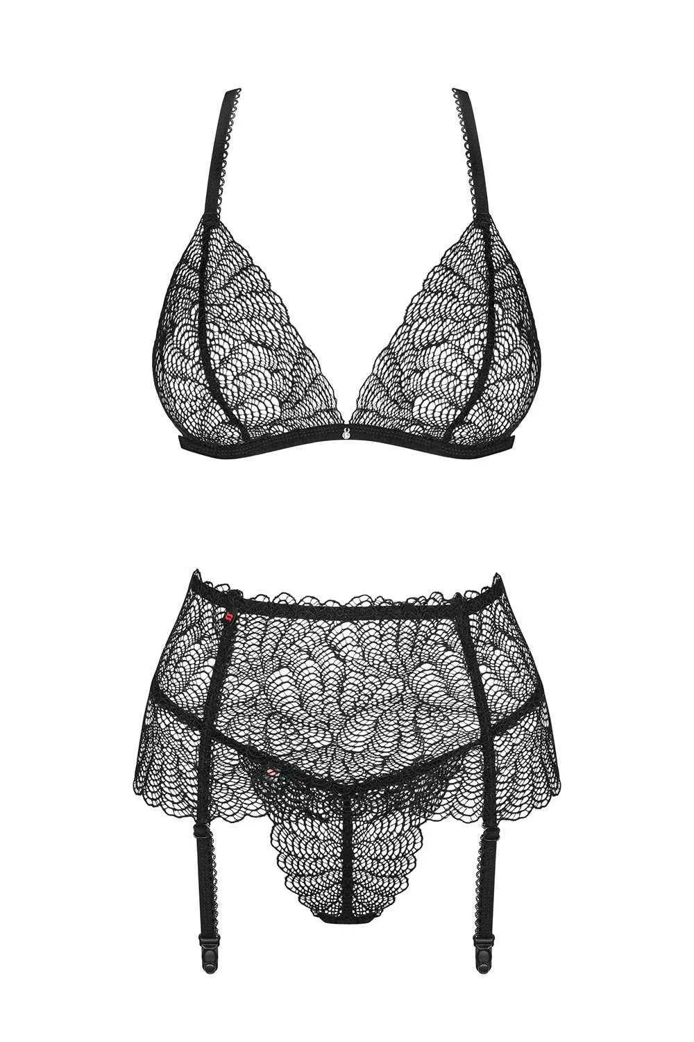 Chiccanta Bra. Thong & Garter Belt. Size L-XL (UK 12-14)