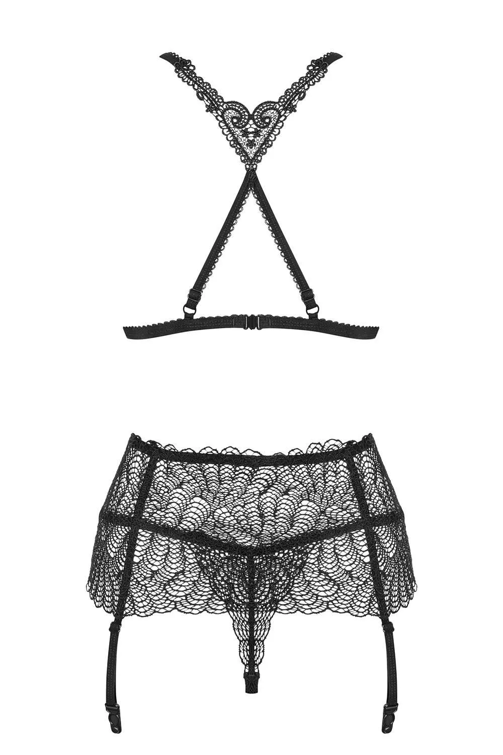 Chiccanta Bra. Thong & Garter Belt. Size L-XL (UK 12-14)