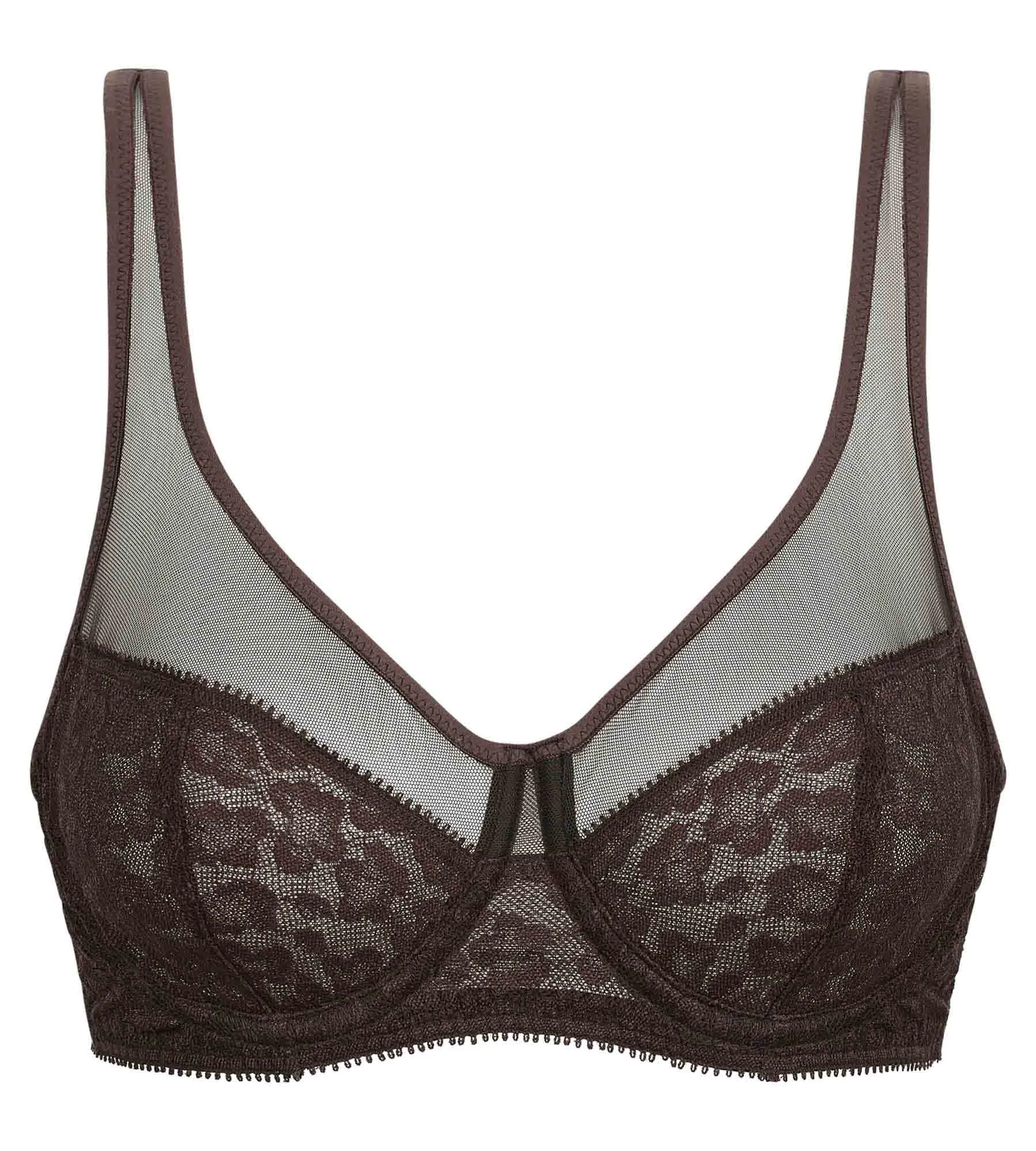 Chocolate leopard lace push-up bra Dim Generous