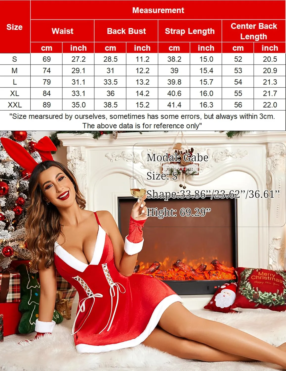 Christmas Lingerie Velvet Santa Babydoll Sets