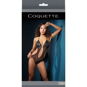 Crotchless Teddy Silver/Black OS