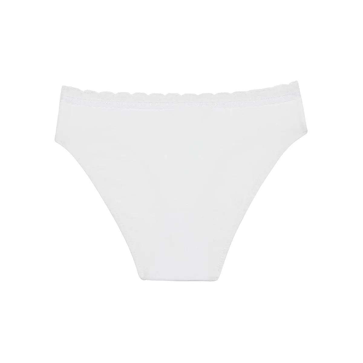Culotte fille en coton stretch à ceinture dentelle Blanc Dim trendy