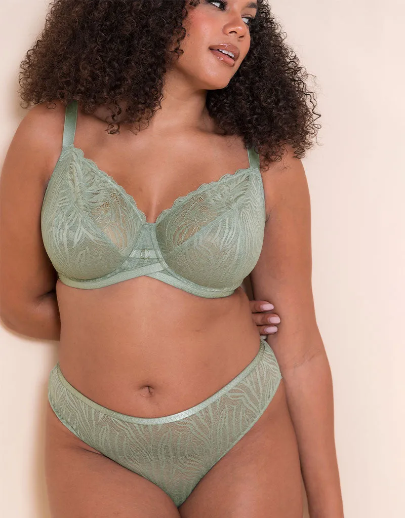 Curvy Kate Lace Daze Balcony Bra Sage Green