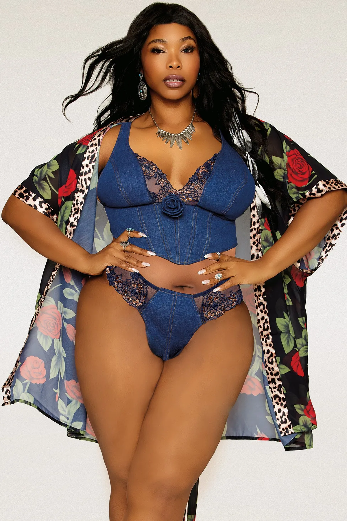Demin Lace Top & Panty