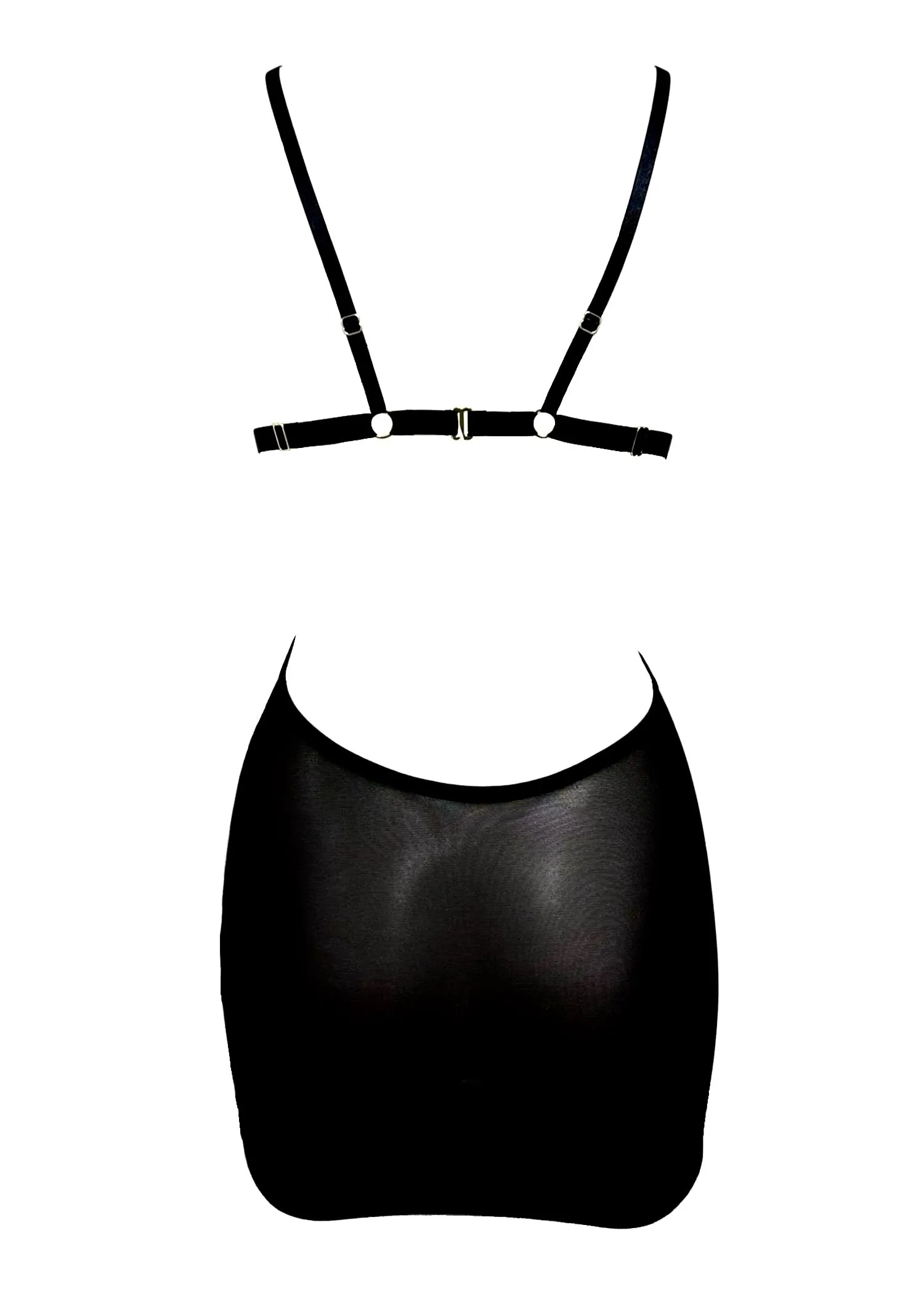 DIAMOND Bra & Detachable Skirt (Black)