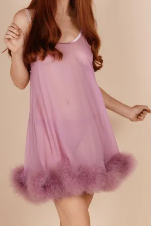 Diana Silk & Marabou Feather Babydoll. Size S-M (UK 8-10)