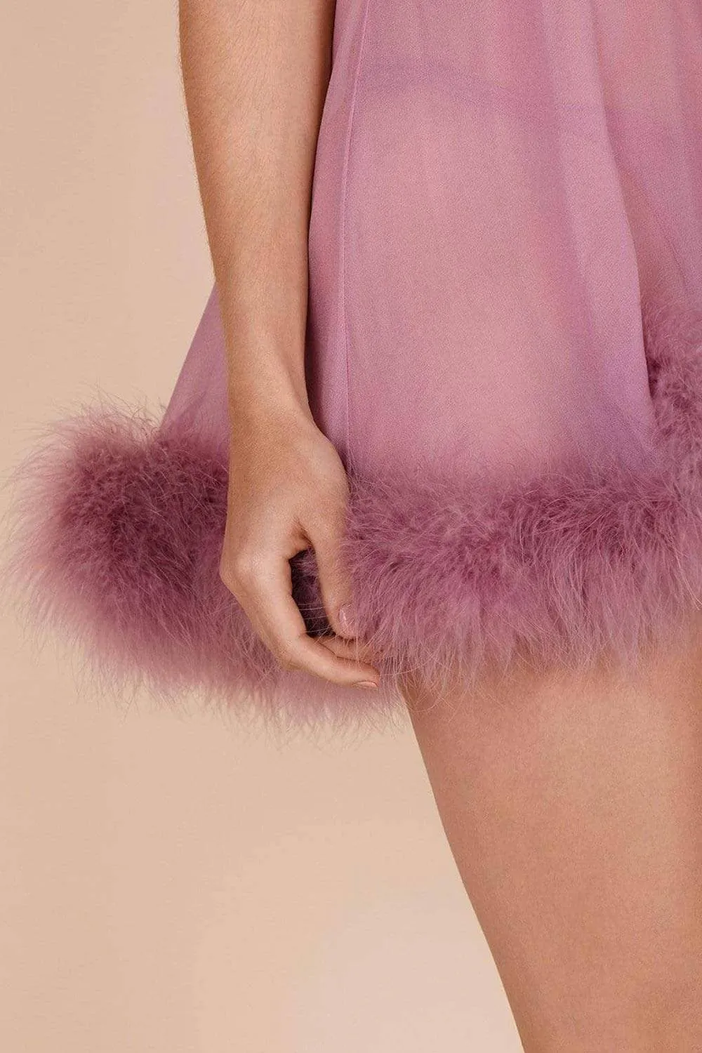 Diana Silk & Marabou Feather Babydoll. Size S-M (UK 8-10)
