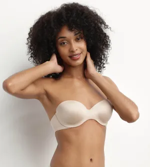 Dim nude microfiber bandeau bra with removable straps