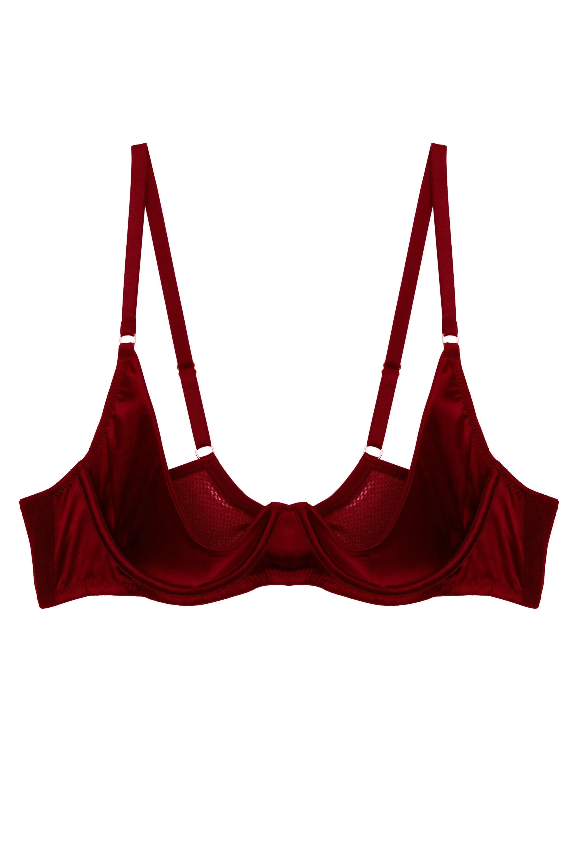 Etta Red Satin Quarter Cup Bra Set