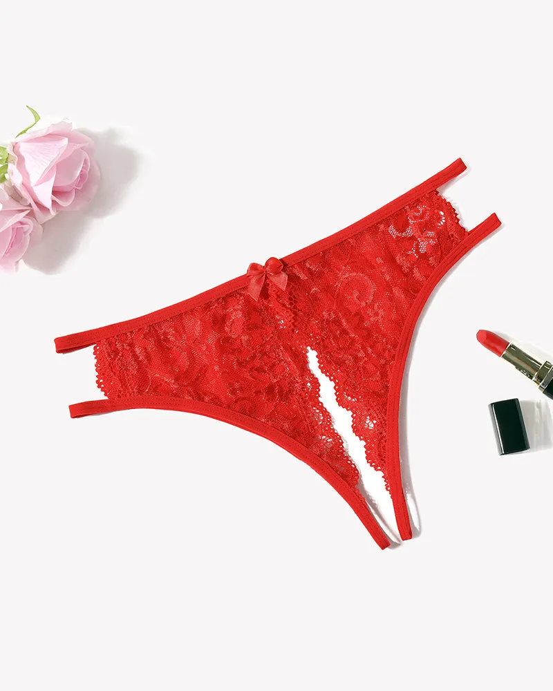 Floral Lace Panties with Bow