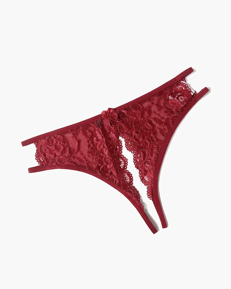 Floral Lace Panties with Bow