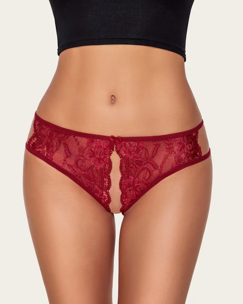 Floral Lace Panties with Bow