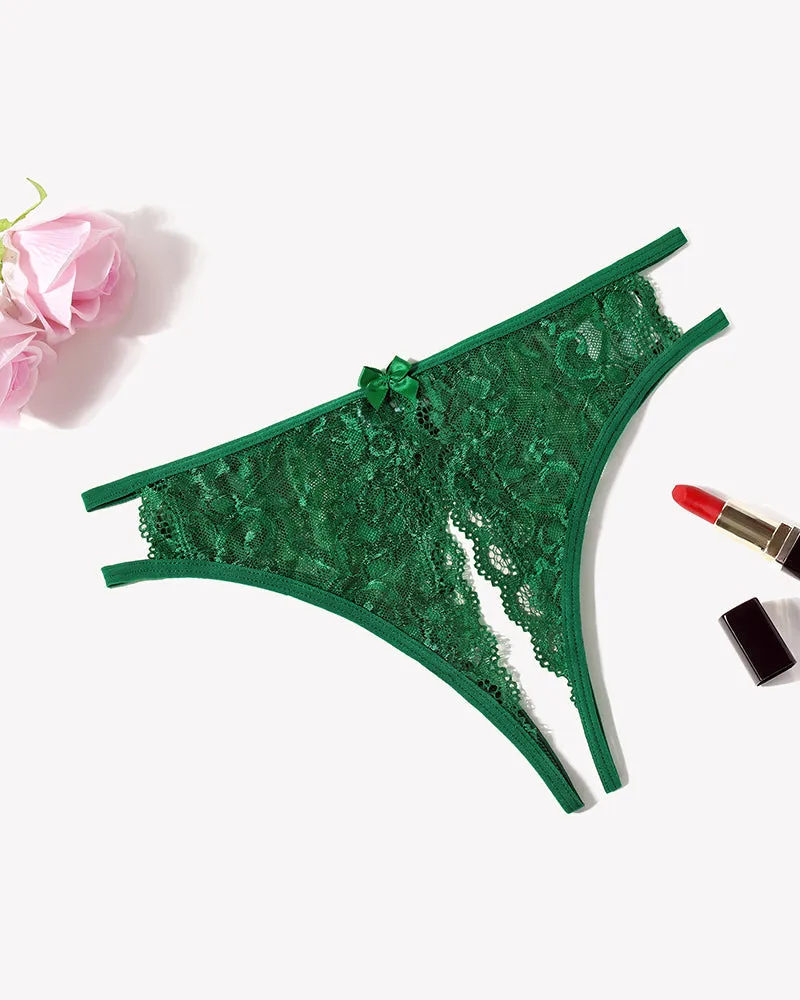 Floral Lace Panties with Bow