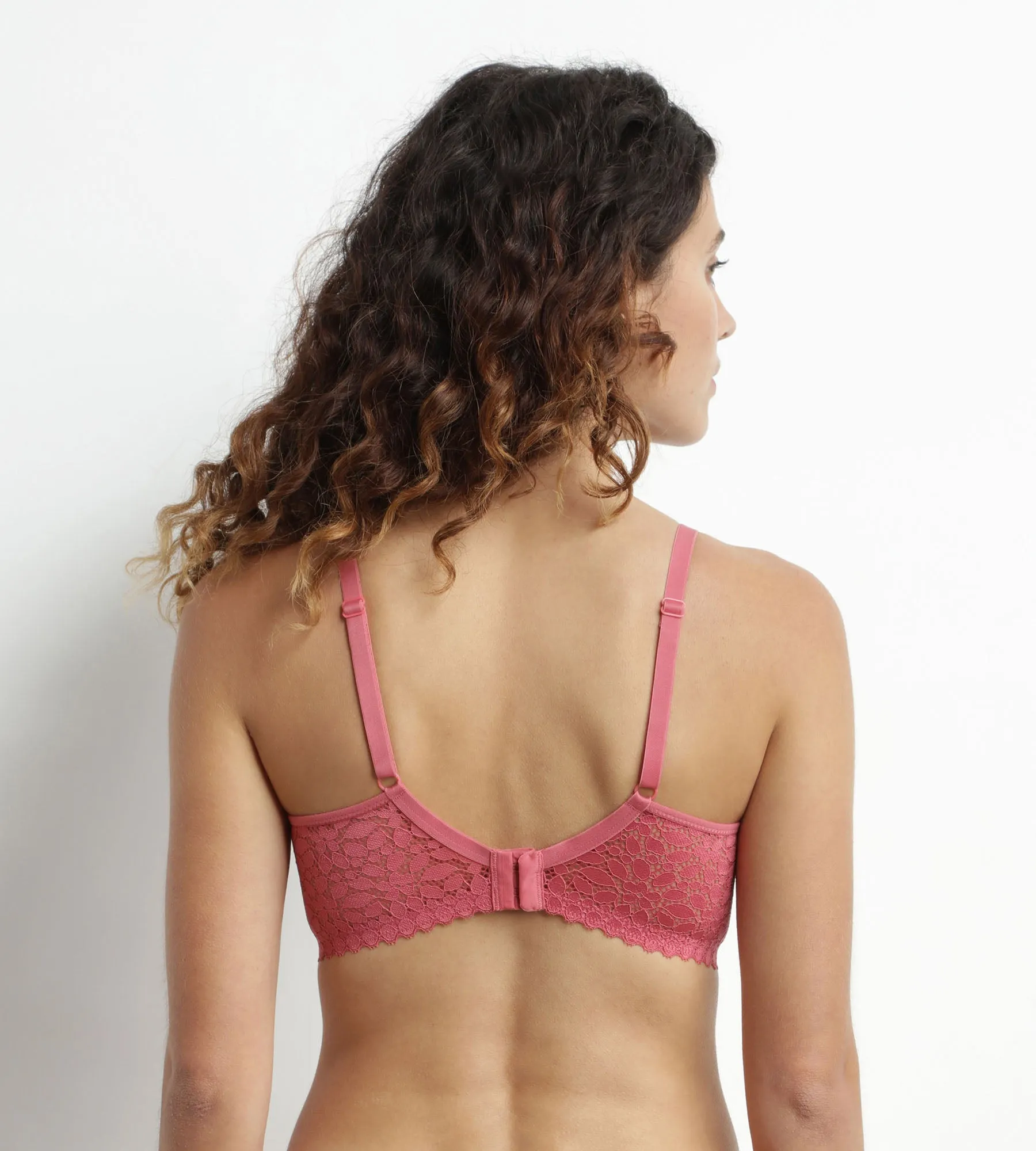 Floral lace triangle bra Dim Daily Pink