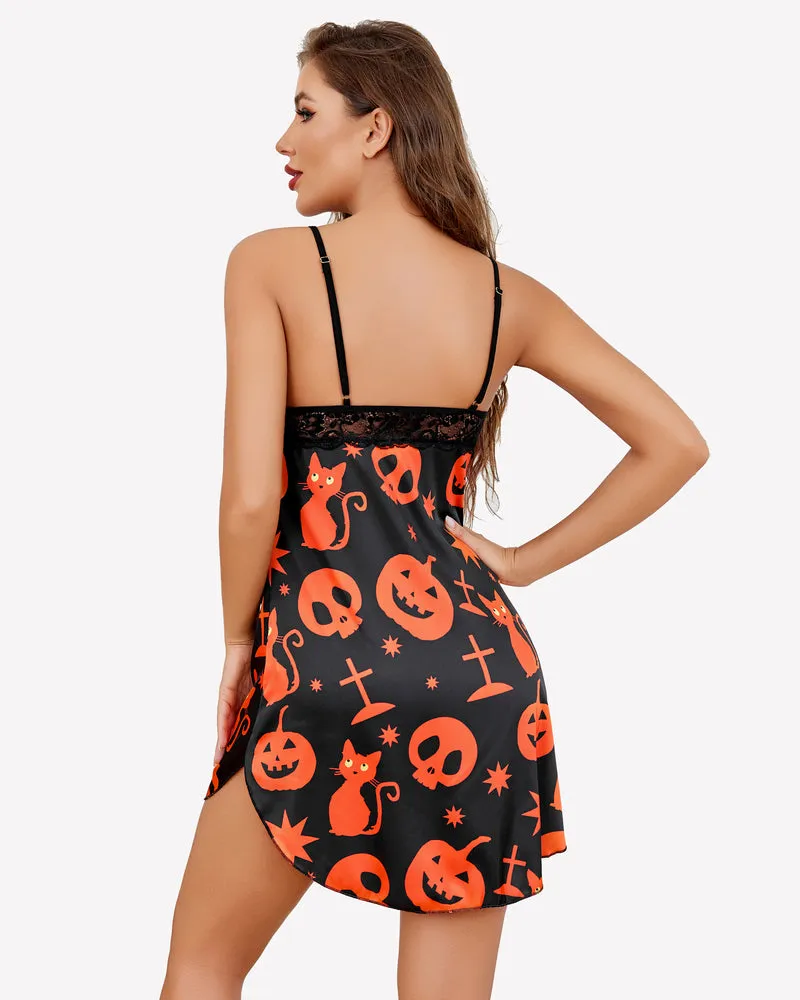 Floral Satin Lace Mini Full Slip Dress