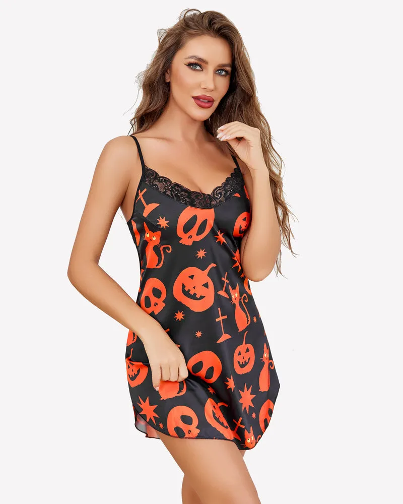 Floral Satin Lace Mini Full Slip Dress