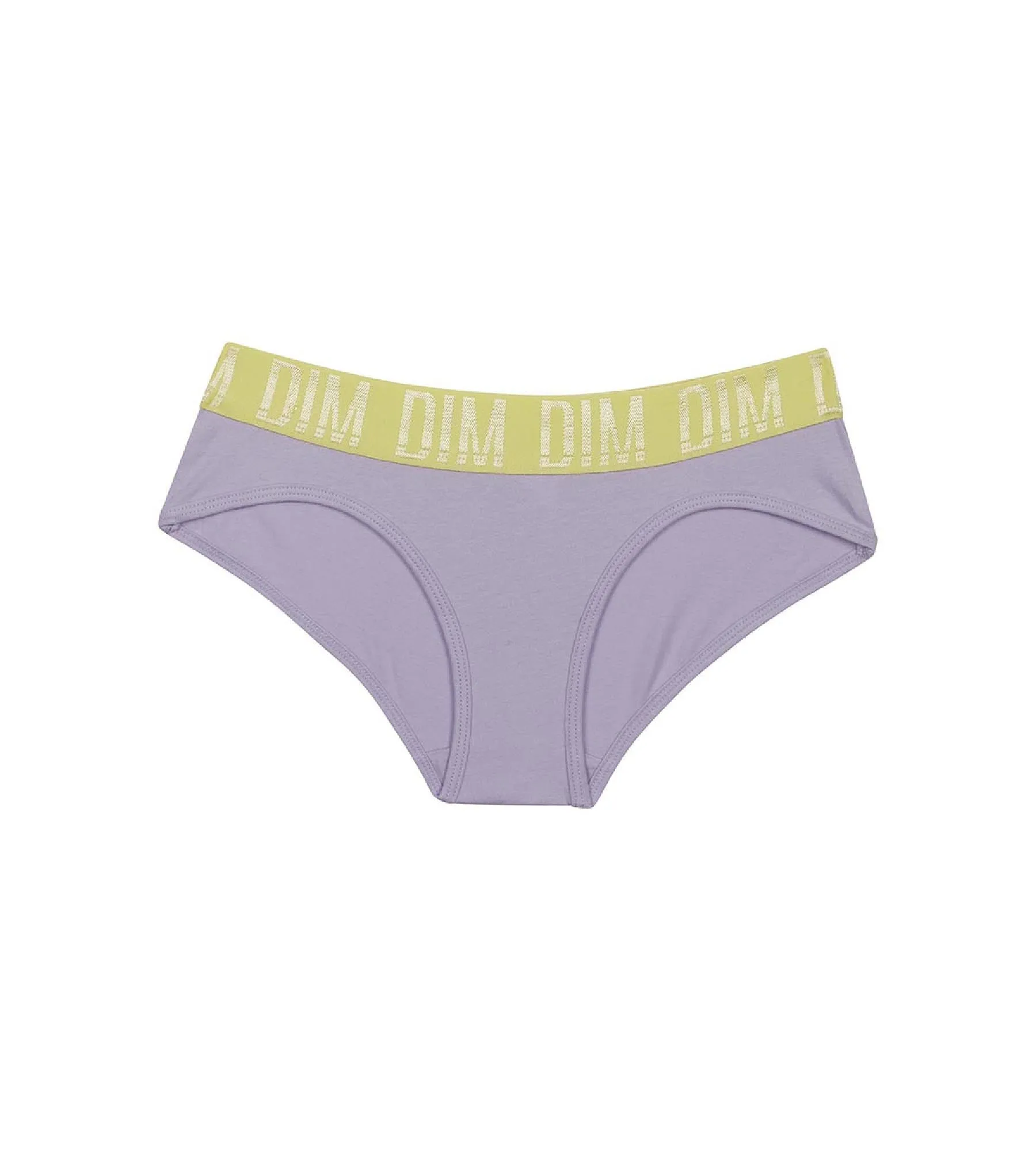 Girl's shorty in Lila stretch cotton and Anis belt Dim Sport