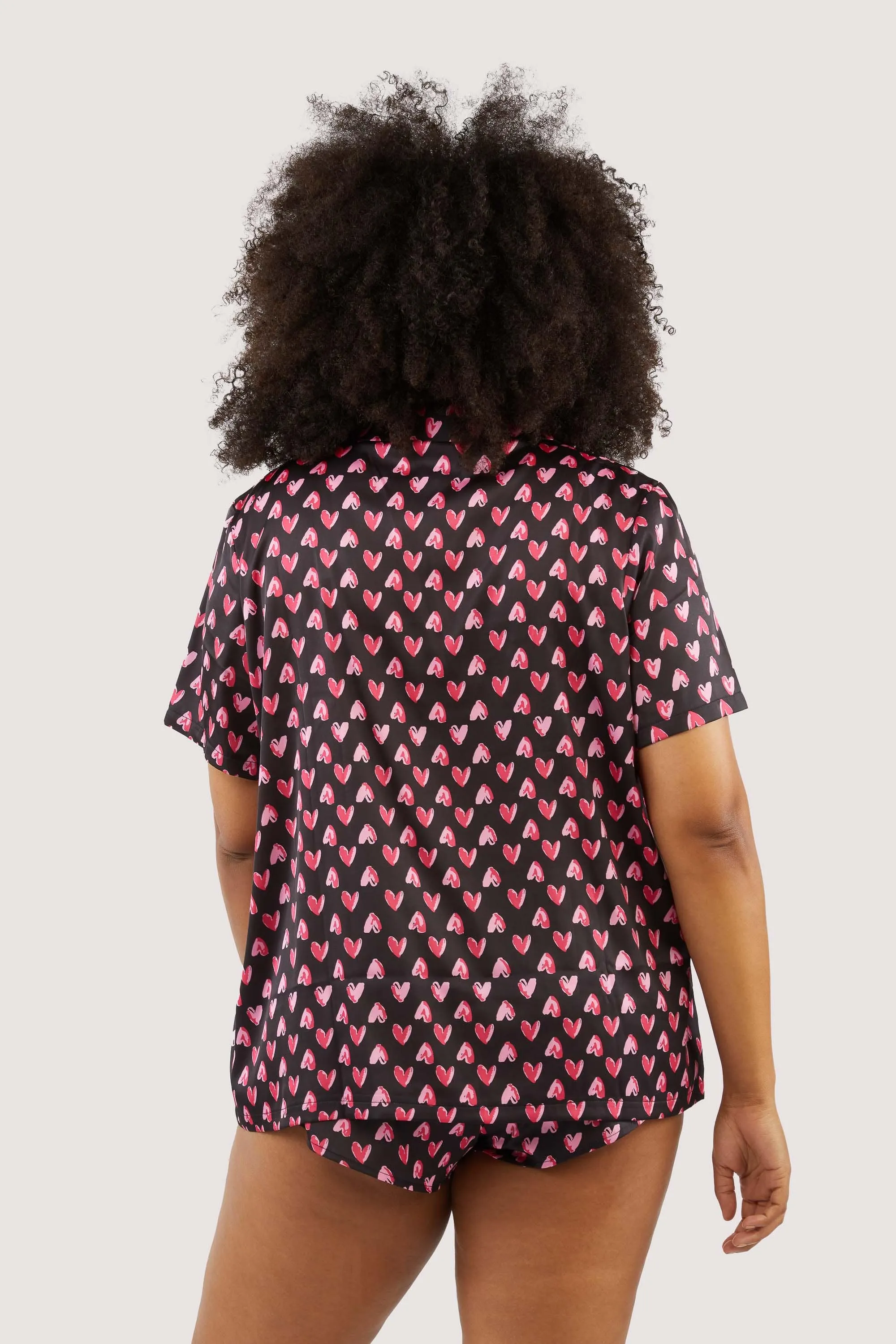 Heart Print Satin Pyjama Set