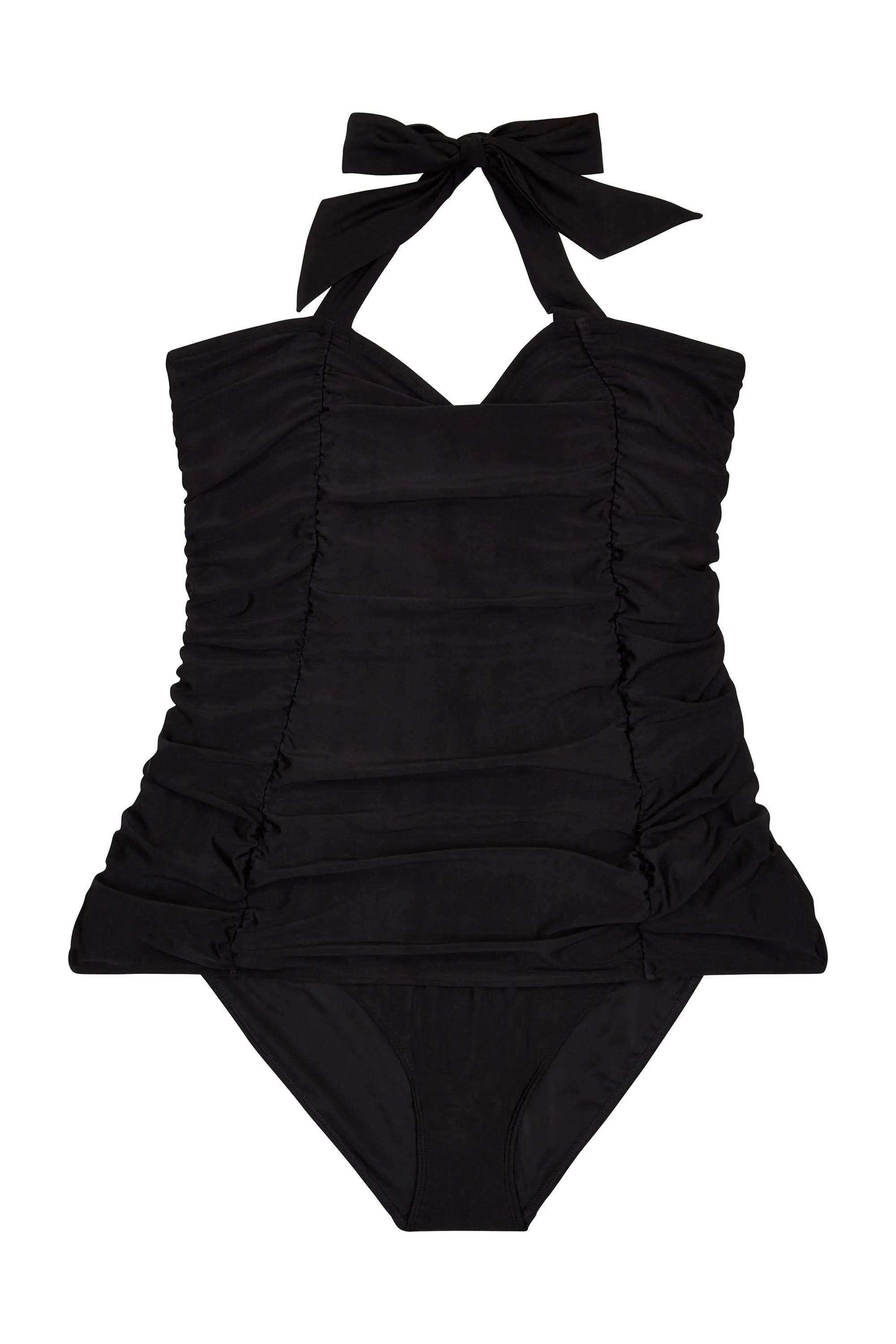High Shine Ruched Skirted Navy Swimsuit