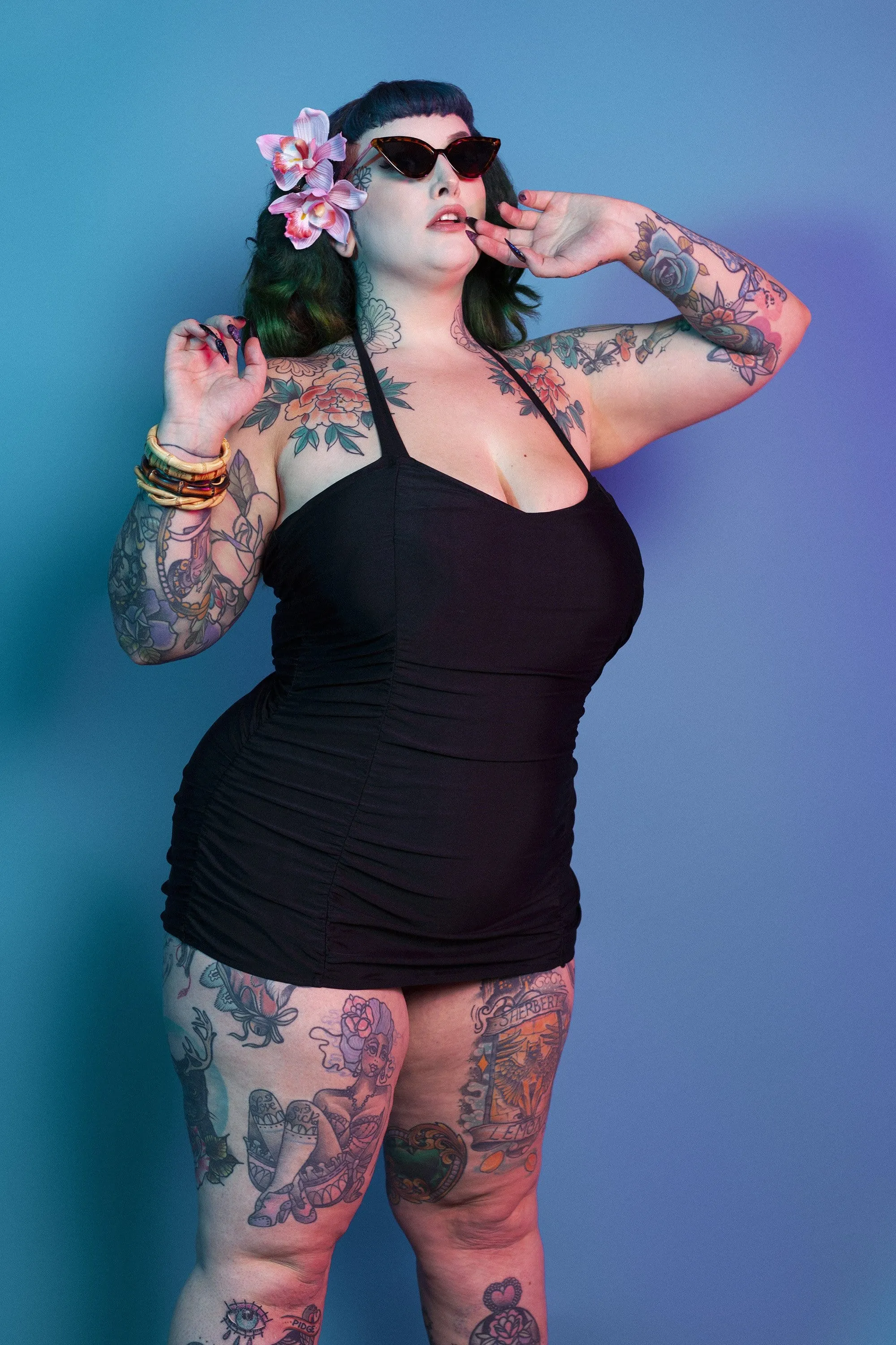 High Shine Ruched Skirted Navy Swimsuit
