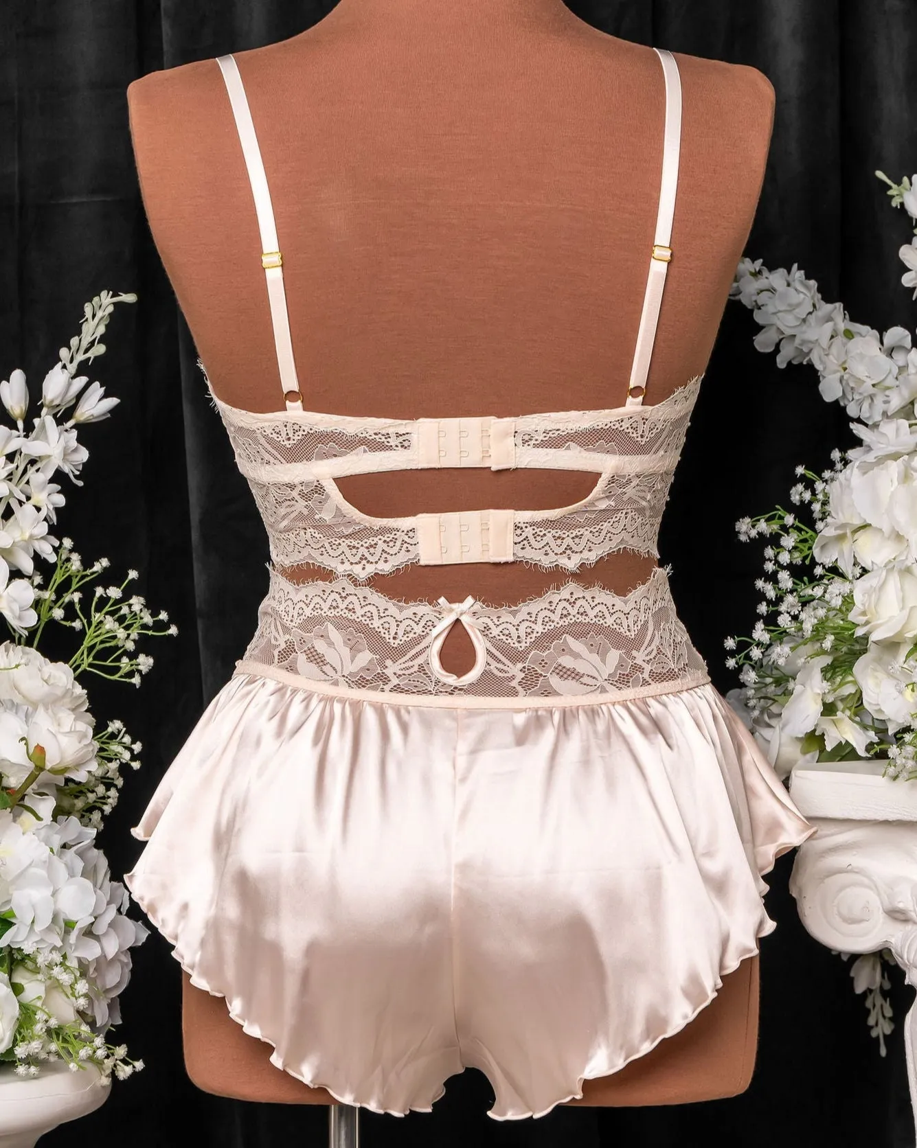 High Waist Satin Tap Shorts - Champagne